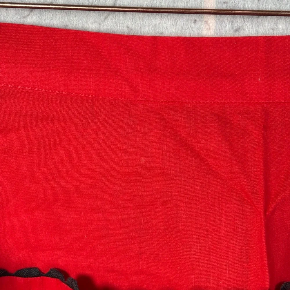 Unbranded Half Apron OS Red‎ White Vintage Style Rick Rack Button Trim Cotton